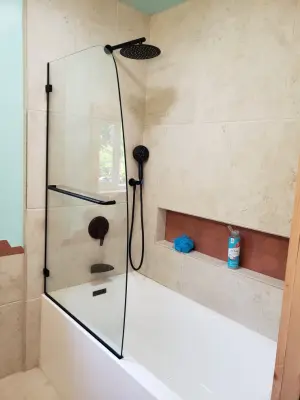 Artistic Small Space Bath Renovation by Ovation Restoration
