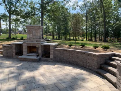 Greensboro NC-Custom Fireplace and Wall — Landscape Design project by Hawkins Landscape Architecture/TriadGarden