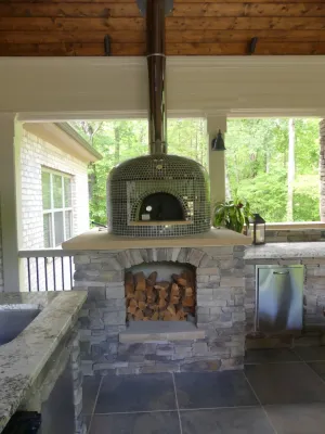 Greensboro NC-Outdoor Kitchen, Patio and Fire Pit by Hawkins Landscape Architecture/TriadGarden