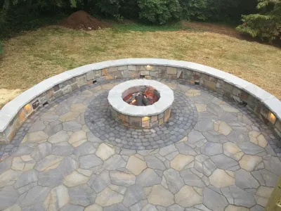 Winston-Salem, NC Firepit and Patio 3D Landscape Design — Landscape Design project by Hawkins Landscape Architecture/TriadGarden in Eden