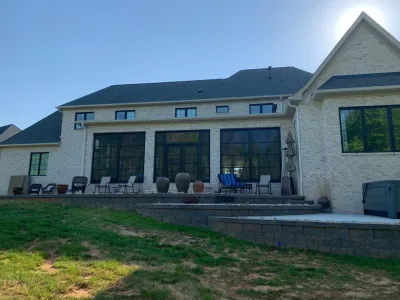 Greensboro NC-Front Yard Renovation, Patio and Retaining Wall — Landscape Design project by Hawkins Landscape Architecture/TriadGarden