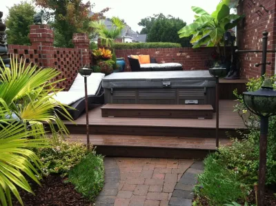 Tropical Oasis Courtyard in Greensboro — Landscape Design project by Hawkins Landscape Architecture/TriadGarden