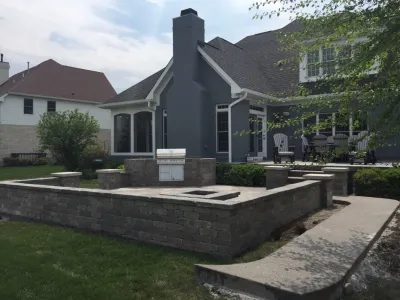 Backyard Patio, Fireplace & Outdoor Kitchen by Heath Outdoor