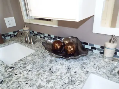 Double Sink Vanity and Custom Glass Shower Bathroom Renovation by Gesang Remodeling
