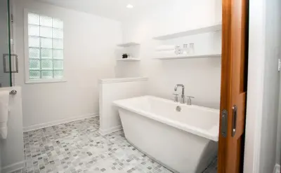 Master Bathroom with a Bay View by LaBonte Construction