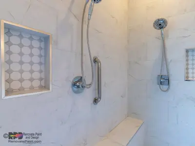 Elegant Ample ADA Walk-In Shower by Renovate Paint And Design
