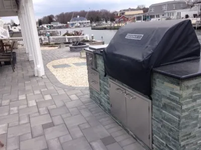 Fire Feature & Outdoor Kitchen Hardscape — Landscape Design project by J. Bucci Landscape Design