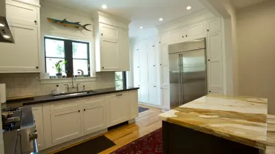 1920s Home Coastal Kitchen by Eleet Fine American Cabinetry