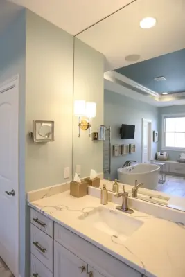 Contemporary Coastal Master Bathroom by Compass Design, LLC