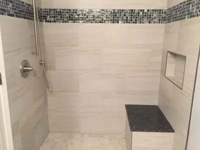 Master Bathroom in a Condominium by Whitney Garrett / Kenwood Kitchens
