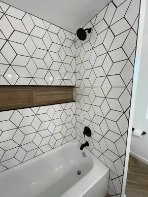 Modern Guest Bathroom Renovation in Phoenix — Kitchen Remodeling project by Rhapsody Remodeling And Design Llc