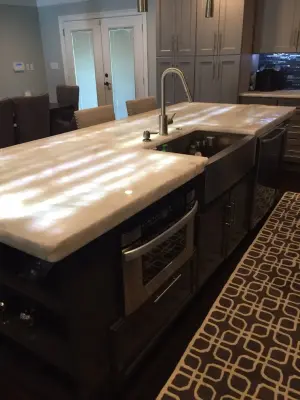 Quartzite Countertop Cristallo — Kitchen Remodeling project by North Lion Stone