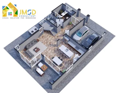 3D Home Floor Plan Rendering Services Miami Beach Florida — Landscape Design project by JMSD Consultant - 3D Visualization Studio