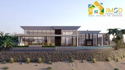 3D Rendering Villa Exterior Design Oakland California — Landscape Design project by JMSD Consultant - 3D Visualization Studio