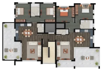 COLOR 2D FLOOR PLAN RENDERING SERVICES — Landscape Design project by JMSD Consultant - 3D Visualization Studio