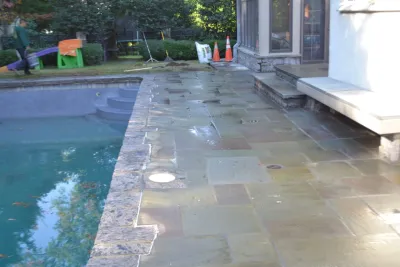 reset blue stone and re-apply joints to entire patio and blue stone area — Landscape Design project by Joseph Bulfamante And Son Landscape Design/Build