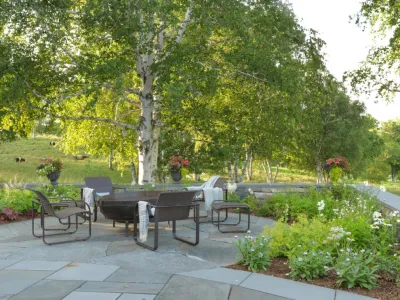 Dining & Entertaining Terrace near Woodstock, Vermont — Landscape Design project by Julie Moir Messervy Design Studio (JMMDS)
