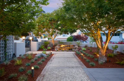 "Lit" Water Feature — Landscape Design project by K & D Landscaping, Inc. in Aptos