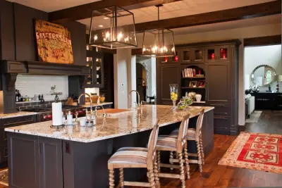 Refined Rustic Kitchen Design Featuring Double Apron Sinks by Dream House Dream Kitchens