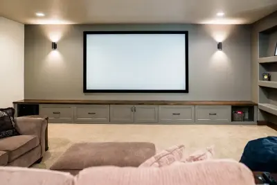 Media Room and Accent Wall by CCH Design | Remodel