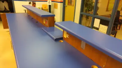 Custom Cutout Countertops for Elementary School Offices by ACE Cabinet Center