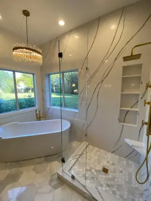 Timeless Bella Master Bathroom and Walk-In Closet by GNS Custom Stoneworks