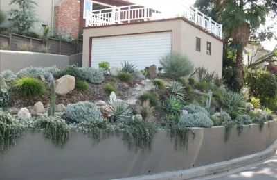Drought Tolerant Entry Slopes — Landscape Design project by Ketti Kupper Conscious Life Design in Los Angeles
