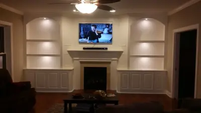Built-in Bookshelves for Fireplace by Straight Edge Construction Group