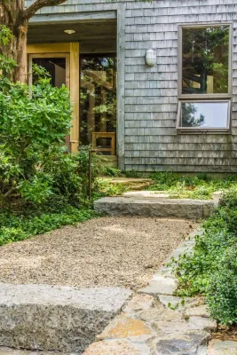 Stone Steps and Fieldstone Wall, Barnstable, MA by Kimberly Mercurio Landscape Architecture