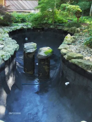 Old Cement Pond Renovated — Landscape Design project by Koi Villa Water Garden Center