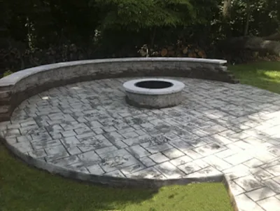 Lakeside Firepit with Seat Wall — Landscape Design project by Kuert Outdoor Living