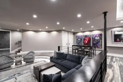 Vibrant and Unique Basement Renovation by Bloomfield Custom Homes