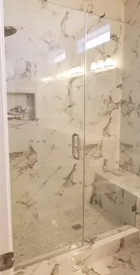 Updated Shower Tile Design with Bench by Fairless Homes LLC