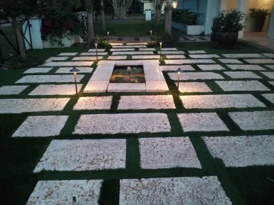 Elegant Oolite Fountain — Landscape Design project by Amazing Outdoors Miami in Miami