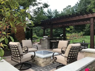 Outdoor Kitchen & Living Area — Landscape Design project by Landscape Architecture, LLC