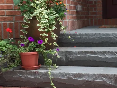 Brand New Old World Beauty Front Steps — Landscape Design project by Landscape Architecture, LLC