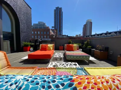 Colorful Brooklyn Rooftop Garden — Landscape Design project by Amber Freda Garden Design in Brooklyn