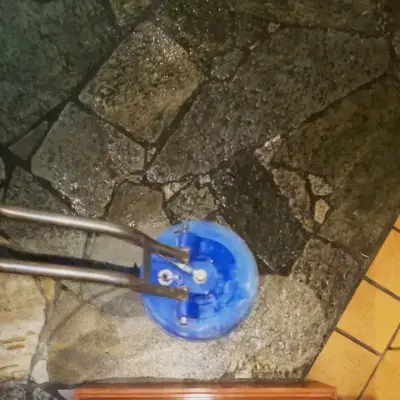 Thorough cleaning and disinfection of a quartzite restaurant floor. — Tile & Stone Installation Services project by The Beautiful Stone Company