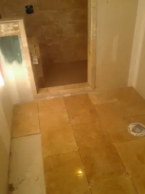Justin and Deniece's Travertine Shower — Tile & Stone Installation Services project by Tic Tac Tile Co.