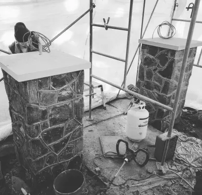 Heritage Bluestone Pillars — Tile & Stone Installation Services project by Grand Stone Design