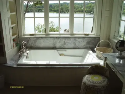 Marble White Tub Surround for Bathroom by Stone Creek Surfaces