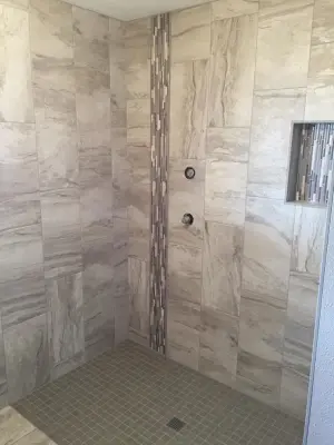 Coleridge NE Zero-Entry Shower Initiative by Man N Mountain-Tile & Stone