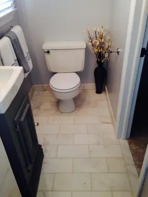 Restrooms — Tile & Stone Installation Services project by Salazar Tile And Remodeling, LLC
