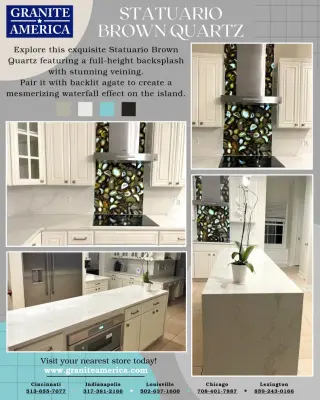 Cincinnati, OH - Statuario Brown Quartz Kitchen Project by Granite America