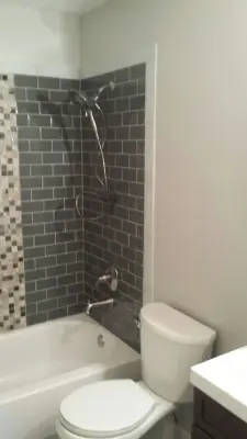 Client Project (Taupe Gray 3x6 Glass Subway Tile) — Tile & Stone Installation Services project by Vicci Design