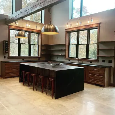 Illuminated Soapstone Kitchen with Waterfall Edges — Tile & Stone Installation Services project by The Stone Studio