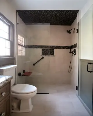 Accessible Shower for Long-term Care — Tile & Stone Installation Services project by JD Tile