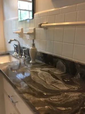 Palleon Granite Bathroom Renovation — Tile & Stone Installation Services project by Ecstatic Stone, LLC