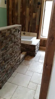 Rustic Townhouse Main Bath — Tile & Stone Installation Services project by Demolski Stone Works LLC