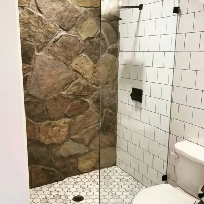 Rock Shower — Tile & Stone Installation Services project by Hunter Stone, LLC